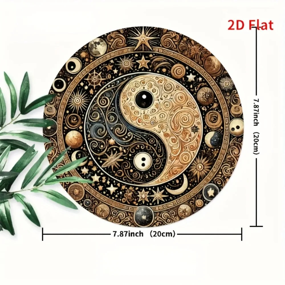 Yin Yang Feng Shui Metal Sign -Hanging Decor for Home, Office, Cafe, Bar - Indoor & Outdoor Multi-Use with Detailed Carving