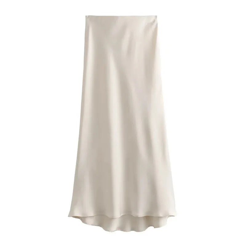 MUJER Woman 2026 Satin Skirt Women High Waist Long Skirts For Women Summer Black Midi Skirt Woman Office Elegant Women's Skirts
