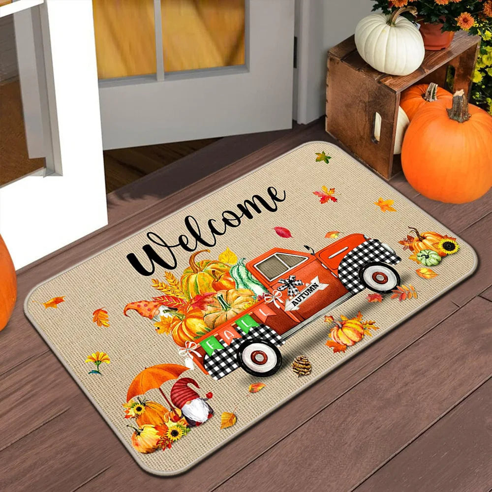 VIKAMA Halloween Autumn Door Mat Thanksgiving Welcome Mat Indoor/Outdoor Anti-Slip Carpet Home Decoration