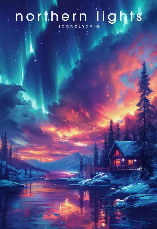 Europe Travel Poster European Natural Landscape Poster Canvas Painting Fjords Northern Lights Cornwall Traveling Wall Decoration