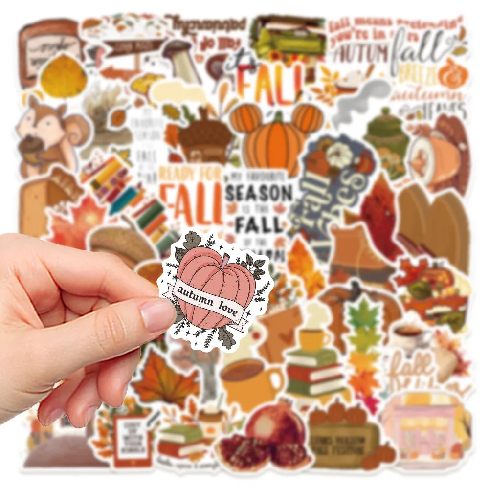 50PCS Fall Cartoon Stickers Notebook Computer Handbook Guitar Skateboard Decorative Stationary Stickers
