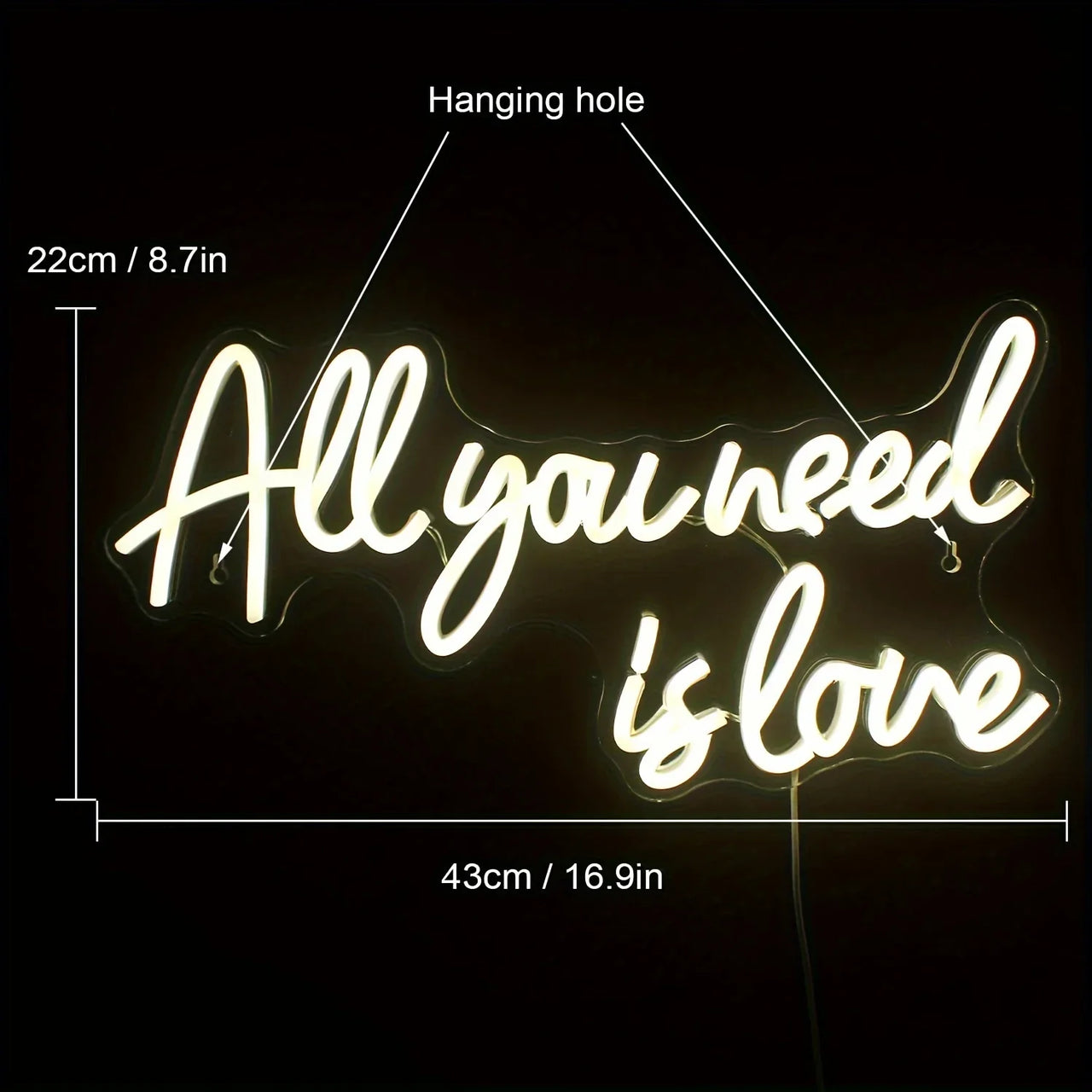 All You Need Is Love Neon Sign LED Neon Light Wall Decor for Bedroom Party Birthday Wedding Party Gift for Friend USB Powered