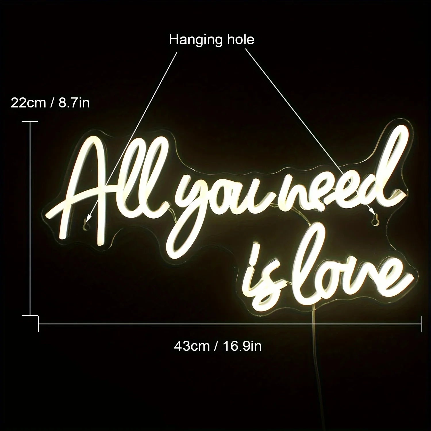 All You Need Is Love Neon Sign LED Neon Light Wall Decor for Bedroom Party Birthday Wedding Party Gift for Friend USB Powered