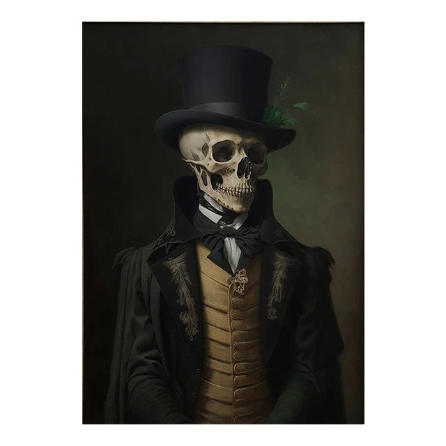 Retro Crow Witch Bat Skull Dark Academia Gothic Victorian Style Wall Art Canvas Painting Poster Print Halloween Gifts Room Decor