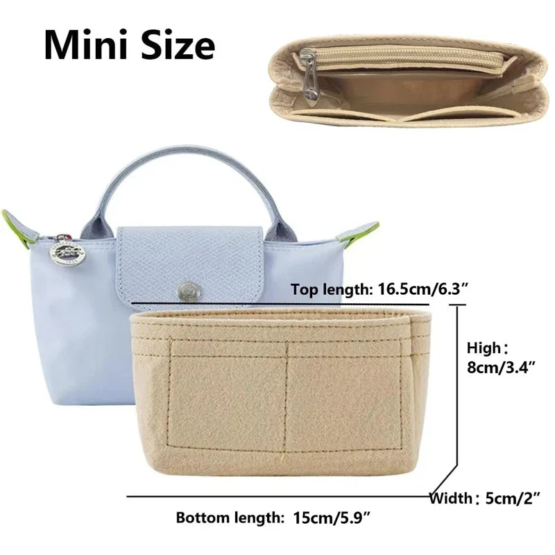 Bag Organizer for Longchamp Small Tote Bag Timid Bags Storage & Finishing Inner Liner Handbags Insert Organizer Fit Mini Size