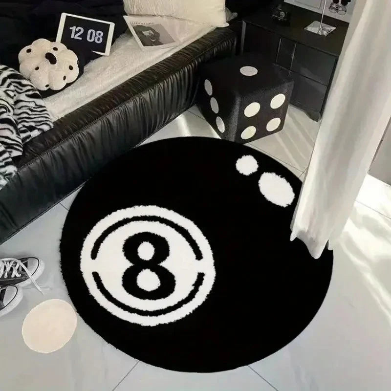 VIKAMA Black 8-Piece Billiards Carpet - Soft Fuzzy Living Room Floor Mat - Bedside Rug For Bedroom - Ideal For Soft Home Decor