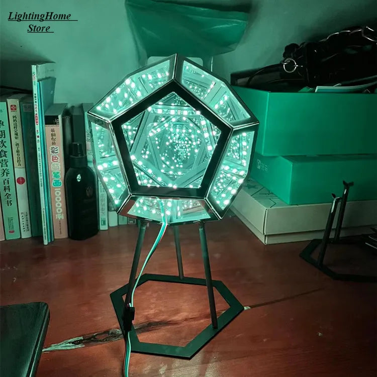 Creative Cool LED Night Light Infinite Dodecahedron Color Body Art Lamp USB Living Room Bedroom Decoration Atmosphere Table Lamp