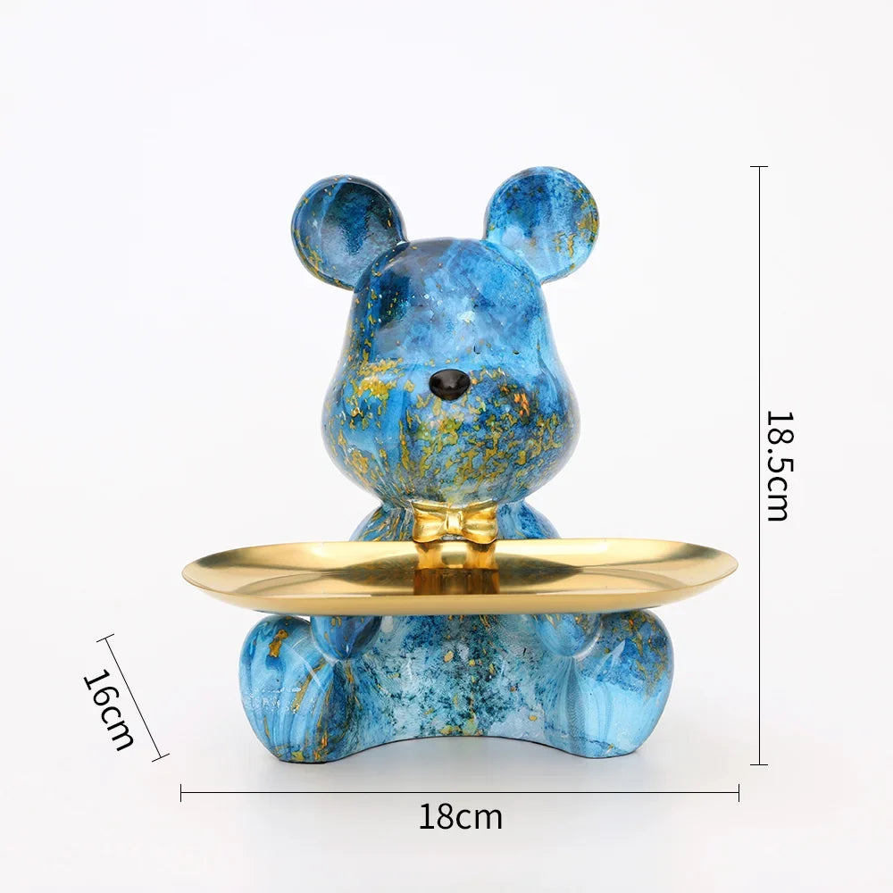 2025 New Graffiti Bear Figurine Home Decoration Animal Statue Keys Storage Shelf Modern Room Sculpture Table Decor Statues Gift