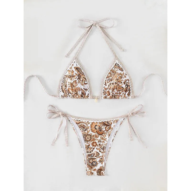 2026 New Halter String Triangle Two Piece Bikini Women Swimwear Female Swimsuit Bathers Bathing Swimming Suit Beachwear Summer