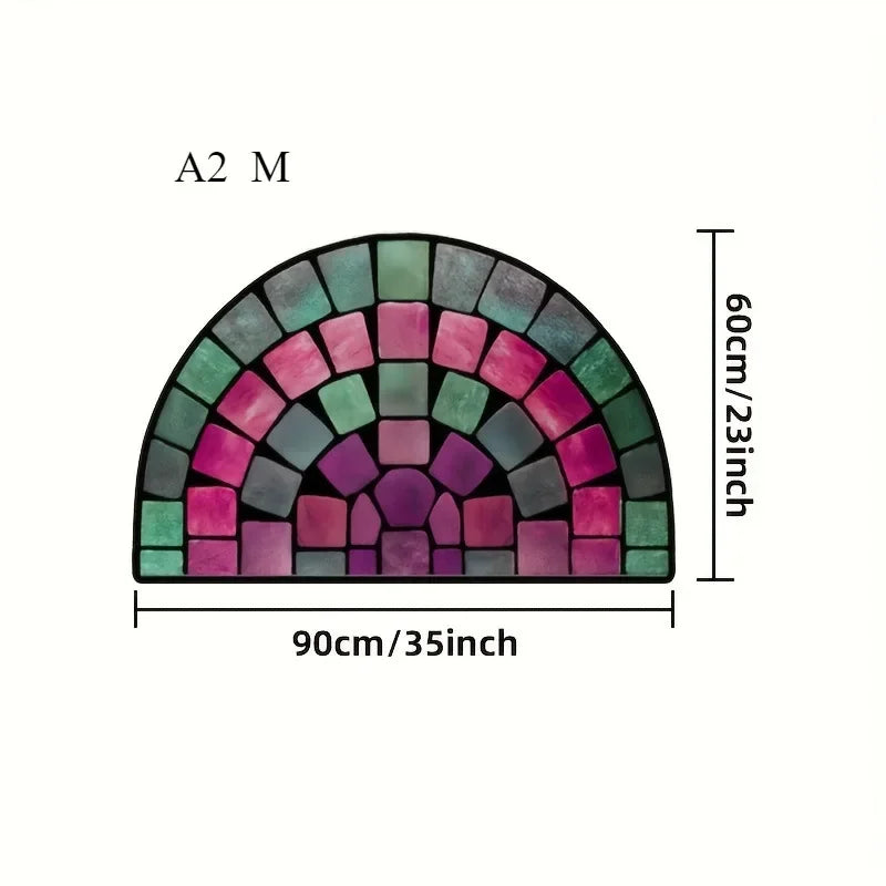 VIKAMA Bohemian Semi-Circular Carpet, Indoor And Outdoor Entrance Mat, Bathroom Door Mat, Soft And Anti-Slip Home Decoration.