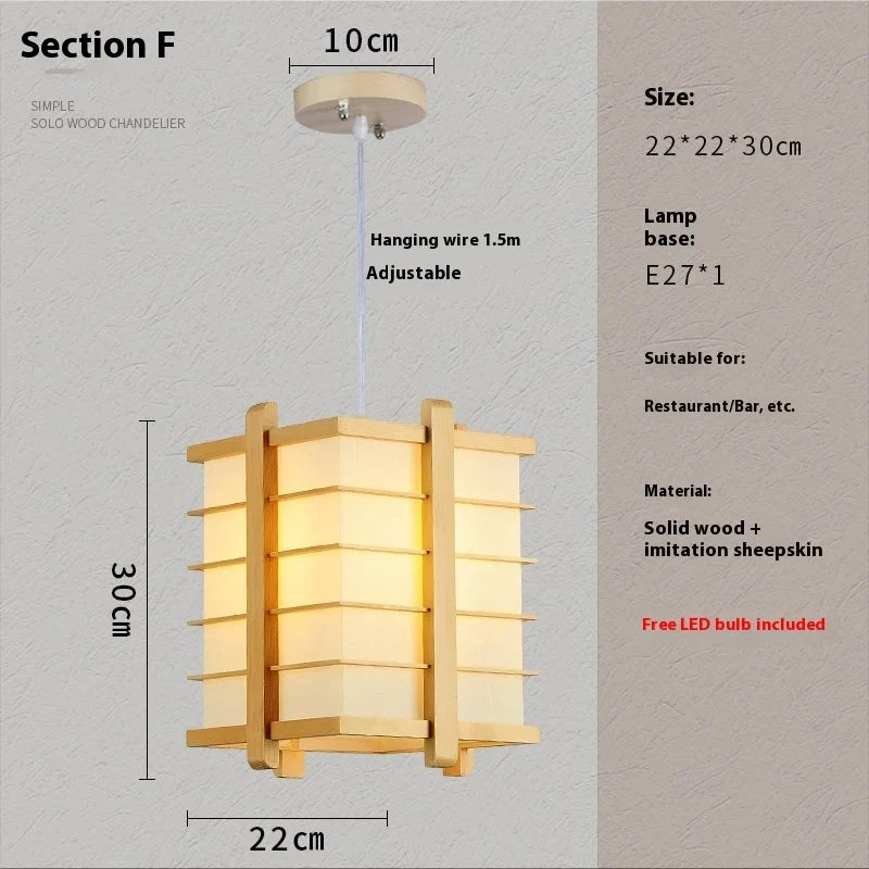 Solid Wooden Pendant Light For Livingroom Dining Room Kitchen Homestay Japan Style Suspension Hanging Lamp Art Decoration E27