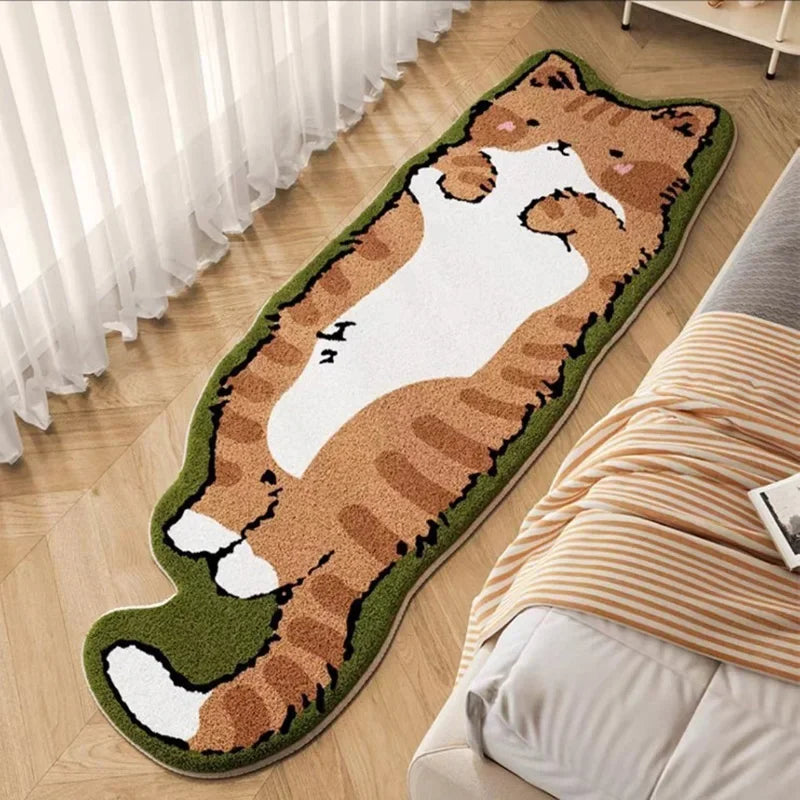 VIKAMA Cartoon Cat Rug - Warm Fuzzy Floor Mat for Living Room, Bedroom, Bedside, Children's Room - Comfortable Home Decor