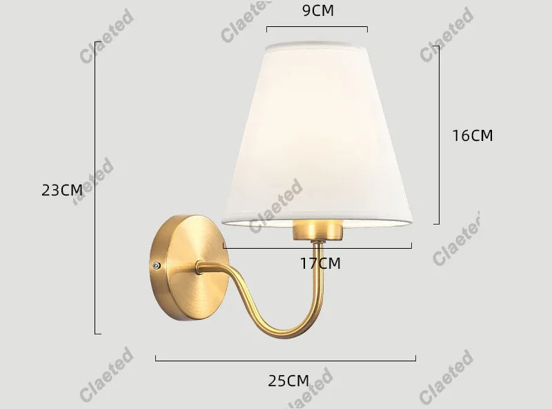 110V/220V Wall Lamp with LED E27 Bulb Fabric Lampshade Wall Sconces for Hotel Bedroom Bedside Living Room Stairs Home Decoration