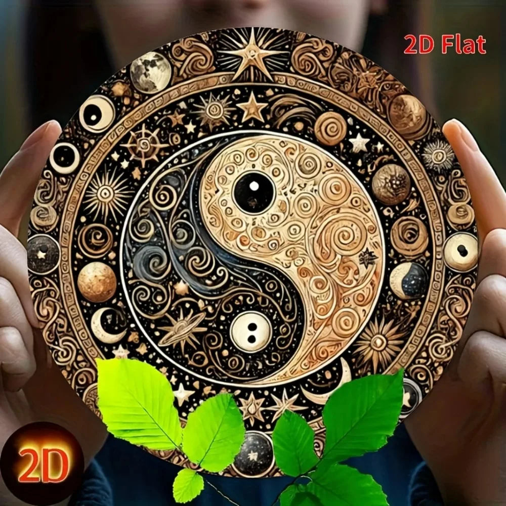 Yin Yang Feng Shui Metal Sign -Hanging Decor for Home, Office, Cafe, Bar - Indoor & Outdoor Multi-Use with Detailed Carving