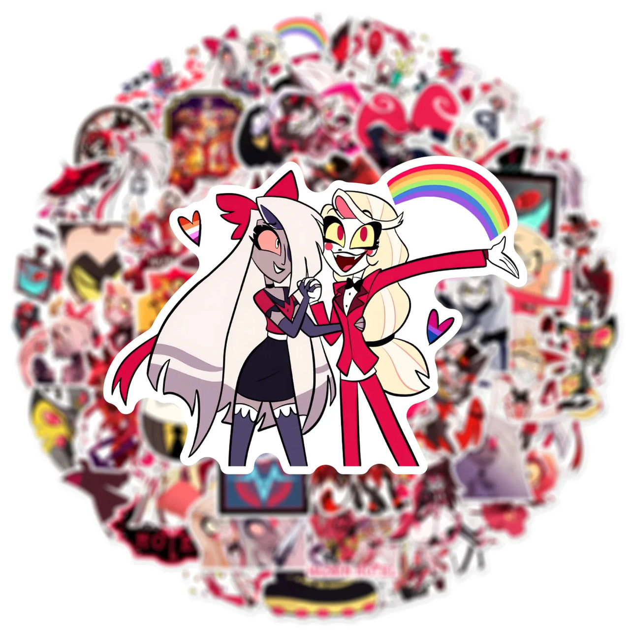 56/112PCS Hazbin Hotel Stationery Notebook Graffiti Stickers Luggage Storage Box Water Cup Decorative Stickers