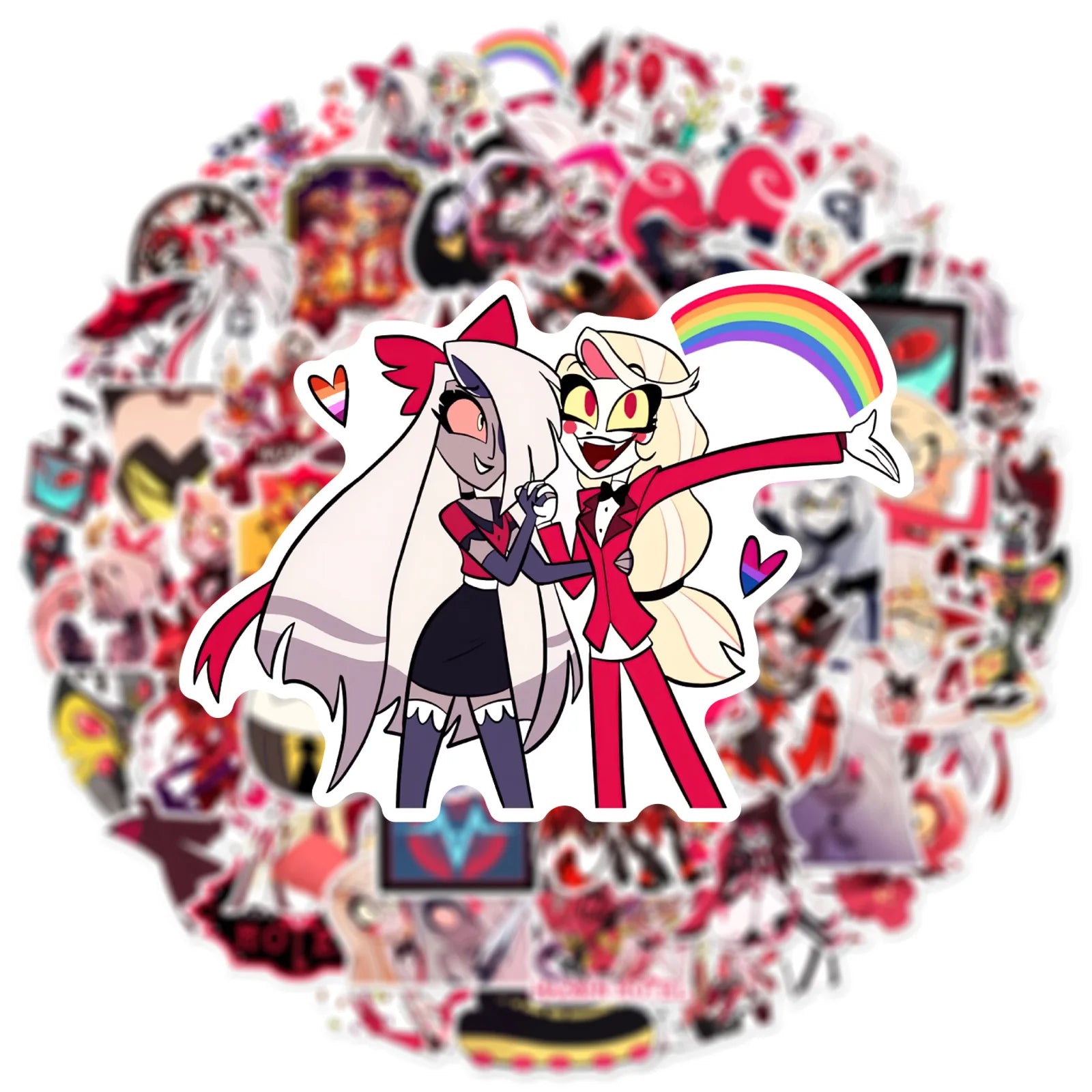 56/112PCS Hazbin Hotel Stationery Notebook Graffiti Stickers Luggage Storage Box Water Cup Decorative Stickers