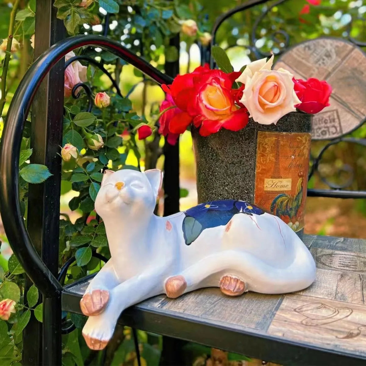 Sleeping Cat Garden Statues Outdoor,Cat Figurine Memorial Statue Makers Garden Resin Sleeping Cat Statues for Garden Decor Cat