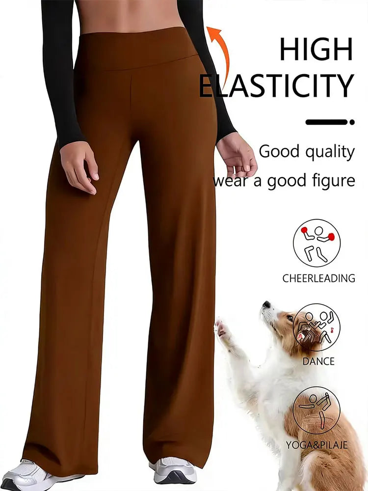 Soft Sports Straight Leg Pants Womens Mid Waist Yoga Trouser Fitness Workout Leggings Naked Feeling Pilates Running Sweatpants