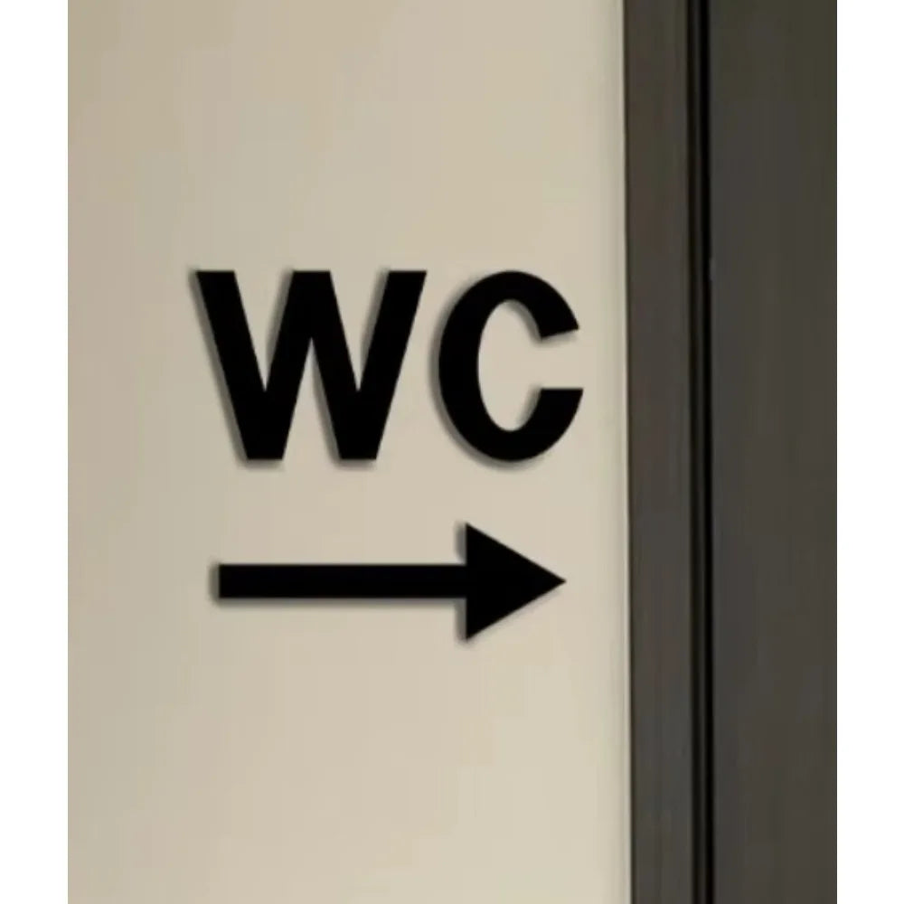 STYLEMAX Chic WC Directional Acrylic Sign, Sleek Guide for Public Spaces, Transparent Base with Bold Colored Arrow