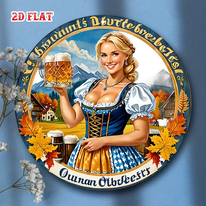 2D Flat 1pc Blonde Aluminum Metal Tin Sign, Retro Round Aluminum Sign, Vintage  Round Aluminum Sign - Beer Rustic Metal Wall Art