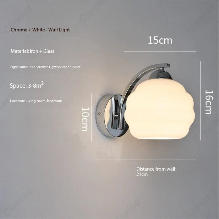 European New LED Retro Glass Wall Lamp Living Room Corridor Bedroom Bedside Decorative Lighting E27