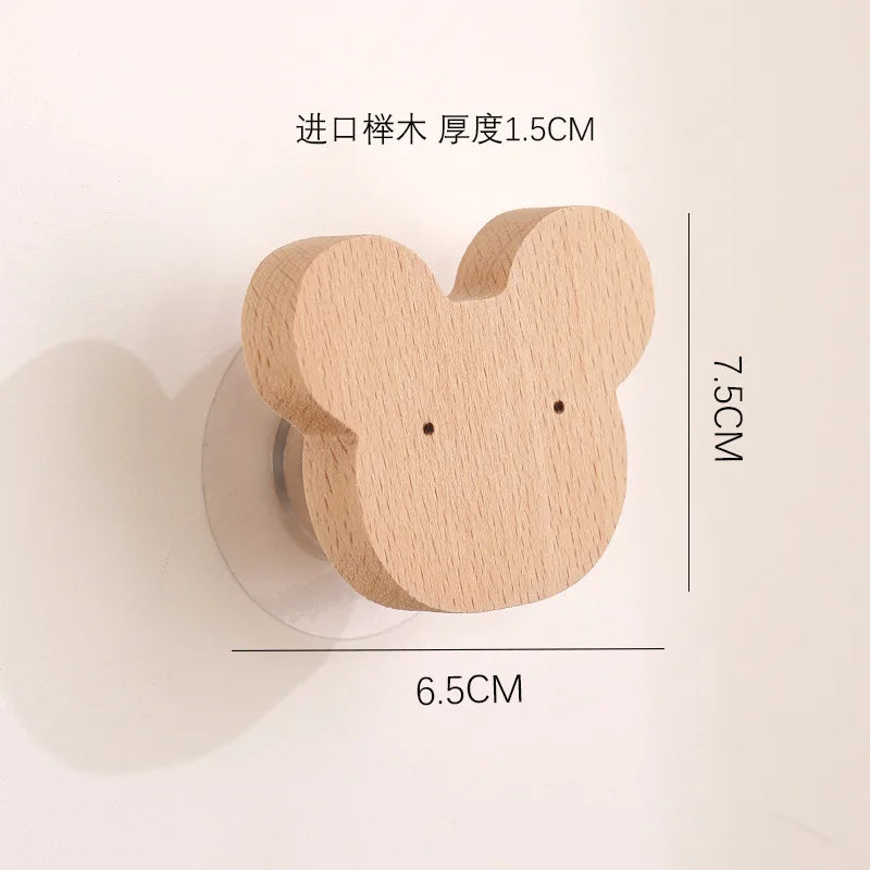 Star Moon wooden decoration Hooks Cute Cartoon animal adhesive wall omnipotent Hooks key holder for the wall home and decoration