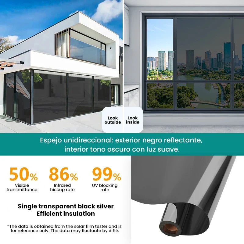 Static Cling Window Film No Glue One Way Privacy Sun Blocking Heat Insulation Tint Window Film for Home Office Building