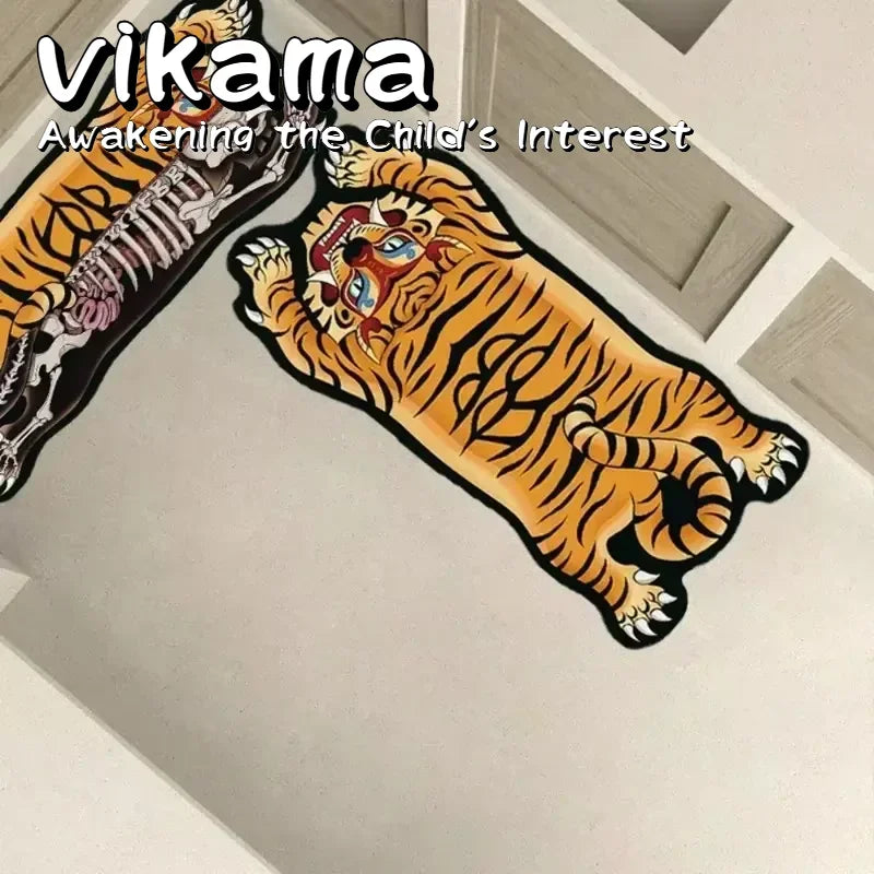 VIKAMA Tiger-Shaped Area Carpet - Non-Slip, Easy To Clean, Home Decoration, Kitchen And Bathroom Floor Mat, Entrance Door Mat