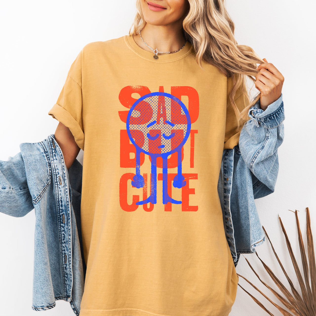 Sad But Cute Mental Health Smiley Positivity Funny Sarcastic Witty Comfort Colors Tee
