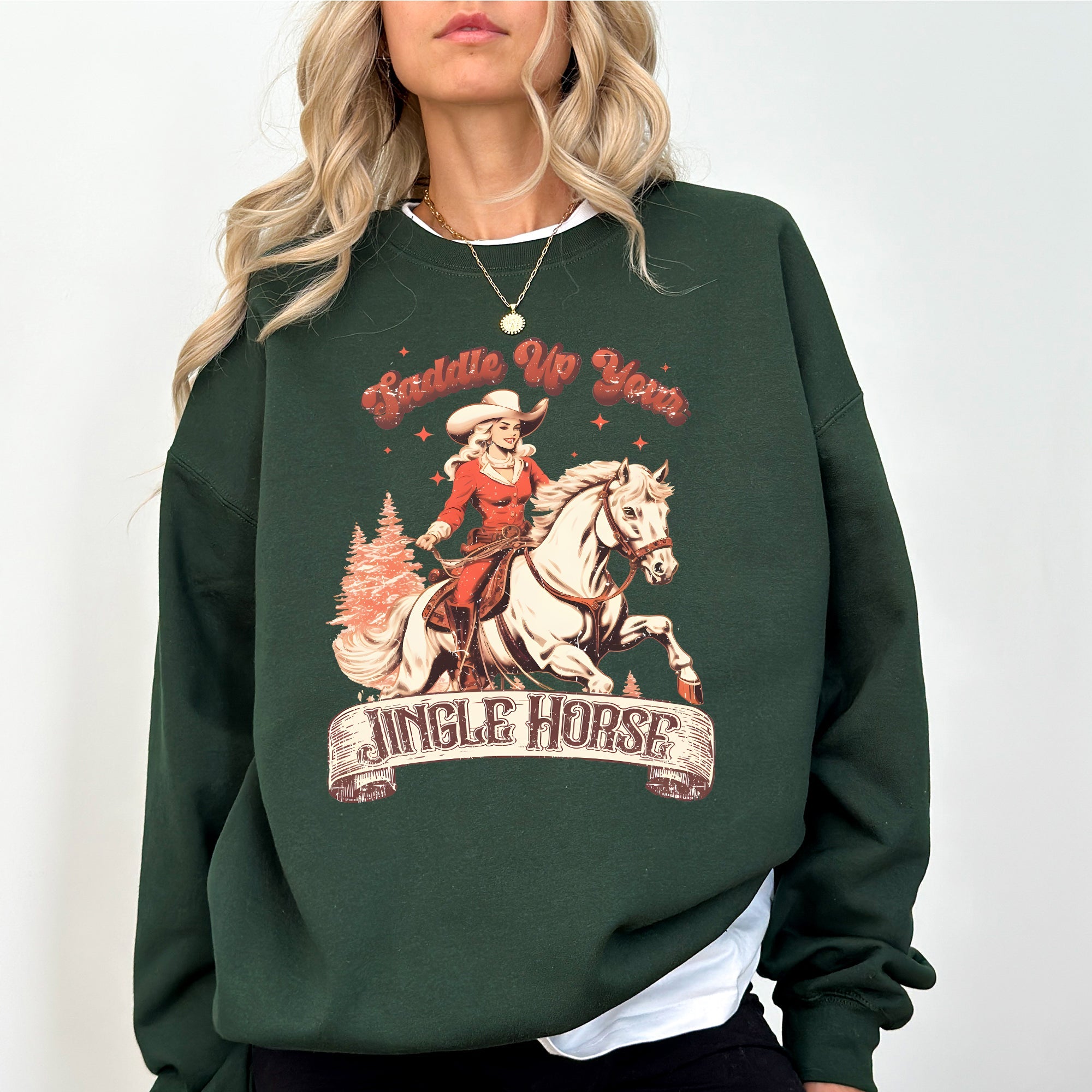 Saddle Up Your Jingle Horse Cowboy Cowgirl Christmas Carol Western Holiday Edition Sweatshirt