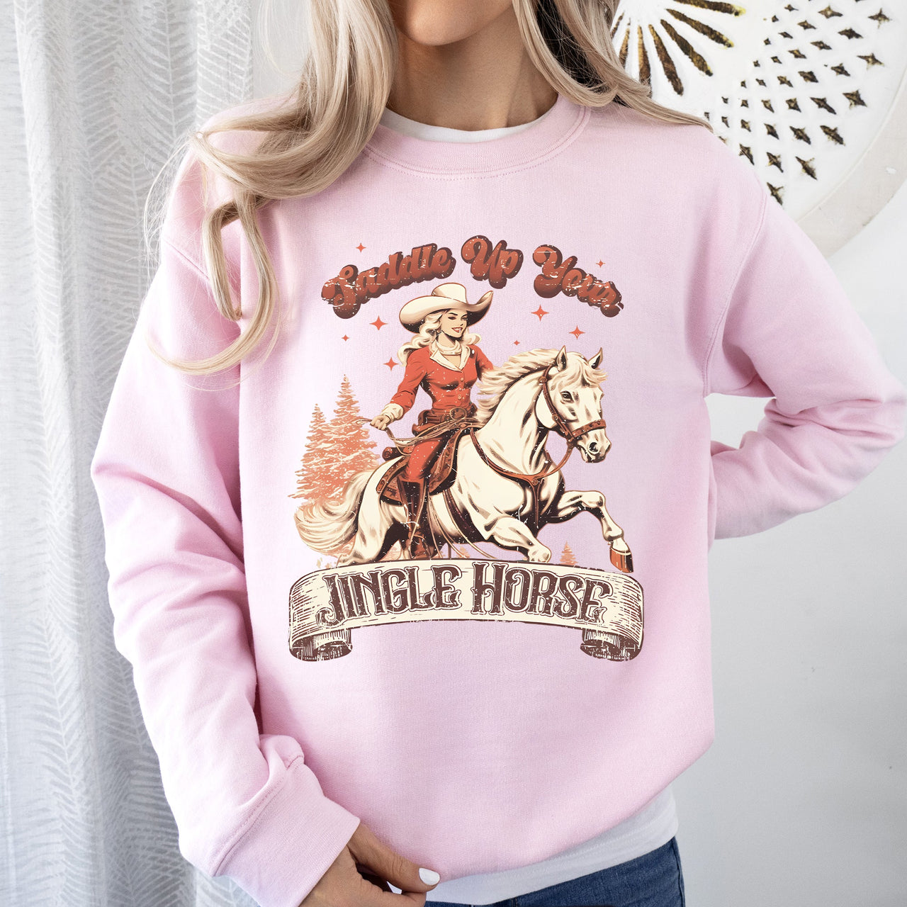 Saddle Up Your Jingle Horse Cowboy Cowgirl Christmas Carol Western Holiday Edition Sweatshirt