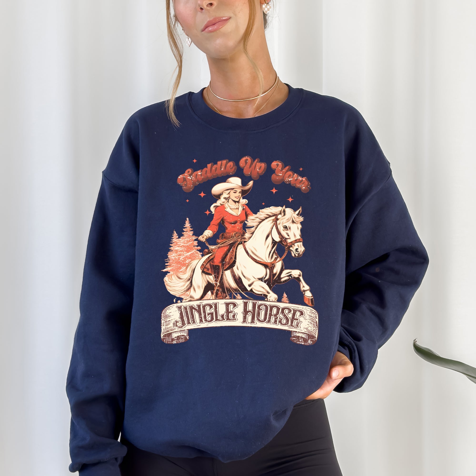 Saddle Up Your Jingle Horse Cowboy Cowgirl Christmas Carol Western Holiday Edition Sweatshirt
