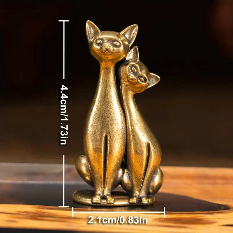 Copper Craft Brass Solid Cat Owl Statue Creative Animal Desk Ornaments Desktop Home Decoration Collectible Cute Statue Ornament