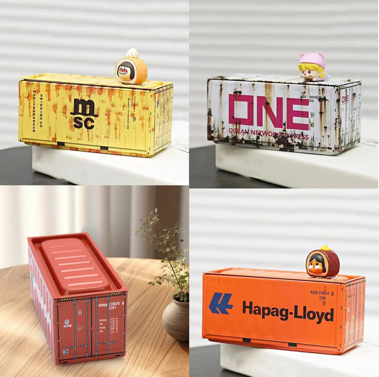4pcs/set Mini Storage Box  Retro Industrial Style Iron Creative Decoration Collect Item Desktop Mini Container Model Gifts