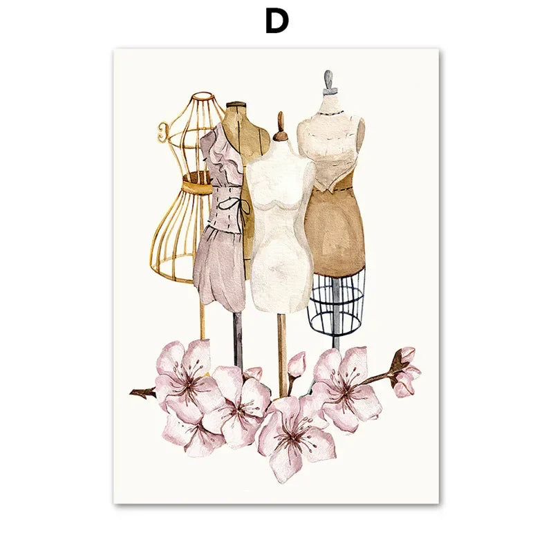 Bohemian, Wall Art, Women's Clothing, Sewing Machines, HD Canvas Print Posters for Home Living Room Bedroom Decoration