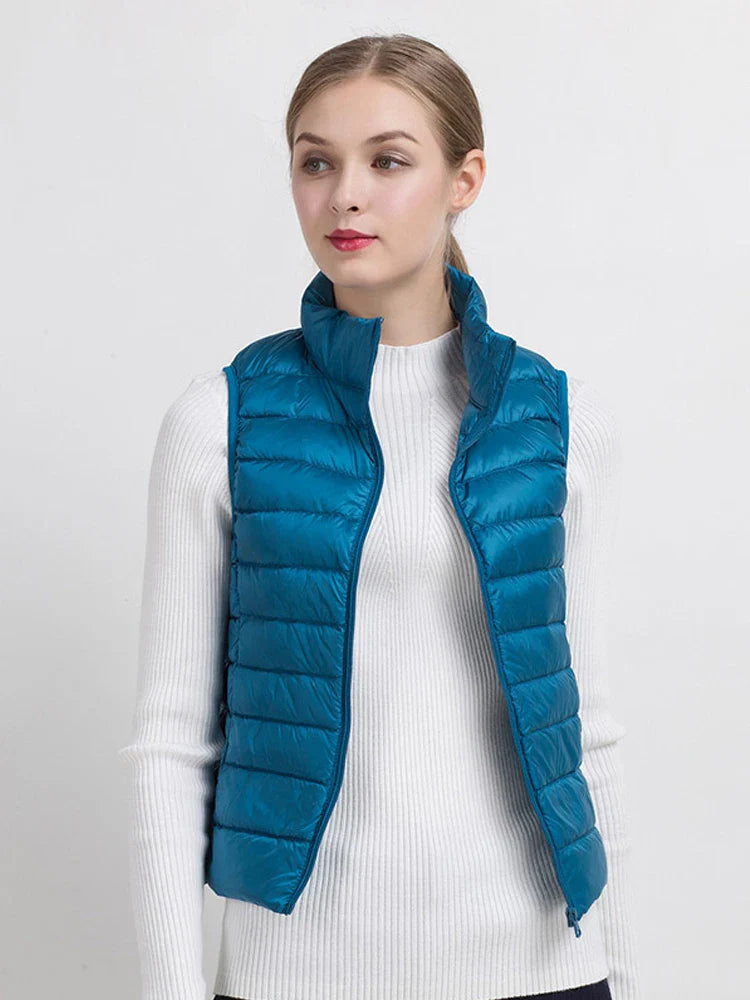 Women Vests 2023 New Autumn Winter Ultra Light Duck Down Vest Female Slim Sleeveless Jacket Windproof Warm Puffer Waistcoat