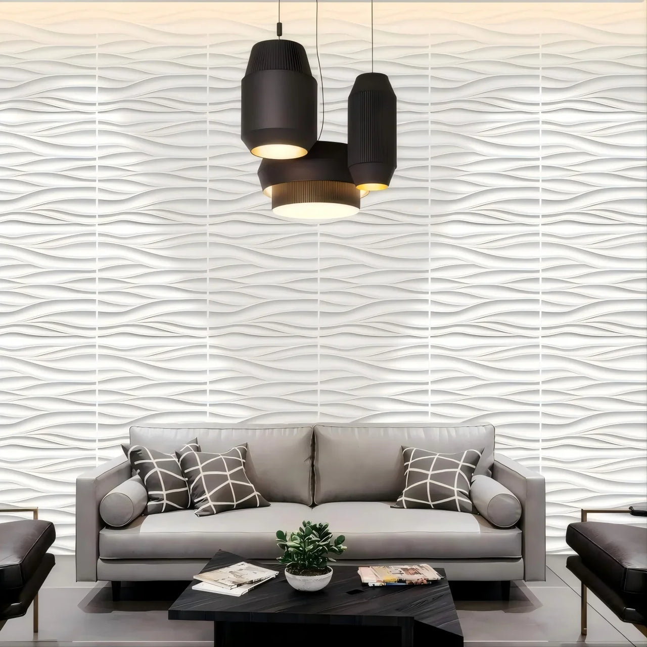 30x30cm Three-dimensional Wave Wall Panels Interior Wall Decor Paintable Wallpaper 3D Wall Decor Covering Panels For Living Room