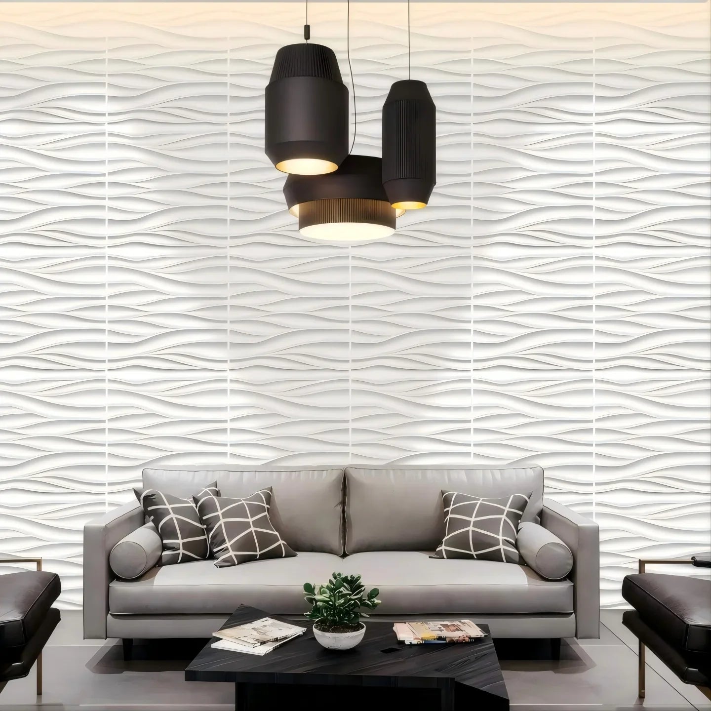 30x30cm Three-dimensional Wave Wall Panels Interior Wall Decor Paintable Wallpaper 3D Wall Decor Covering Panels For Living Room