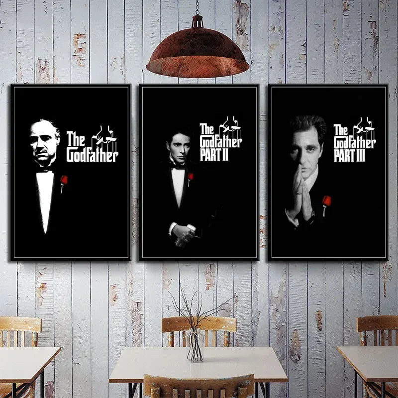 Classic, Retro, Wall Art, The Godfather Movie Series , HD Canvas Print Poster, Home Living Room Bedroom Decorative Painting