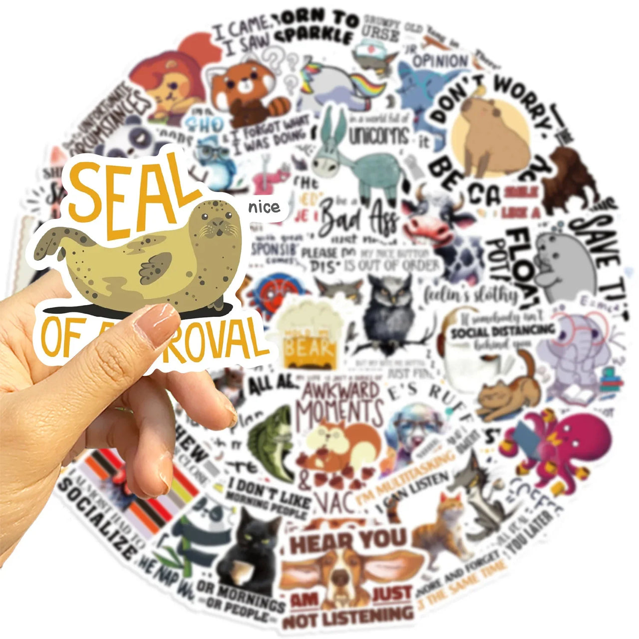 50/100PCS Funny Animal Quotes Waterproof Graffiti Stickers DIY For Decoration Guitar Notebook Luggage Stationery