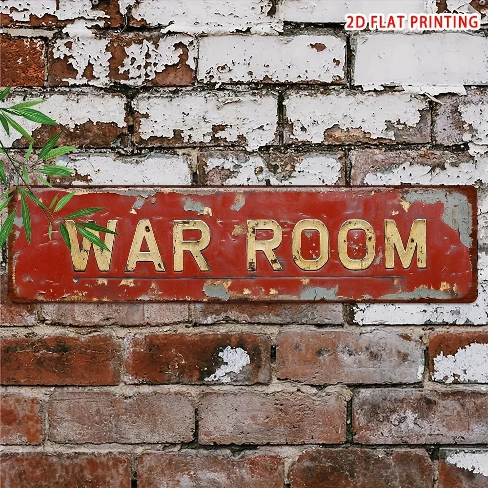 Retro War Room Metal Tin Sign - 4x16