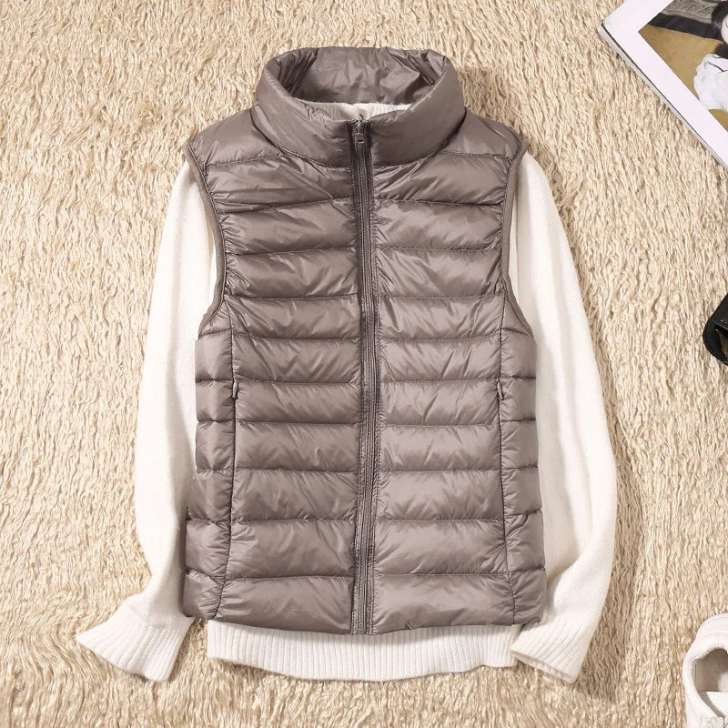 Women Vests 2023 New Autumn Winter Ultra Light Duck Down Vest Female Slim Sleeveless Jacket Windproof Warm Puffer Waistcoat