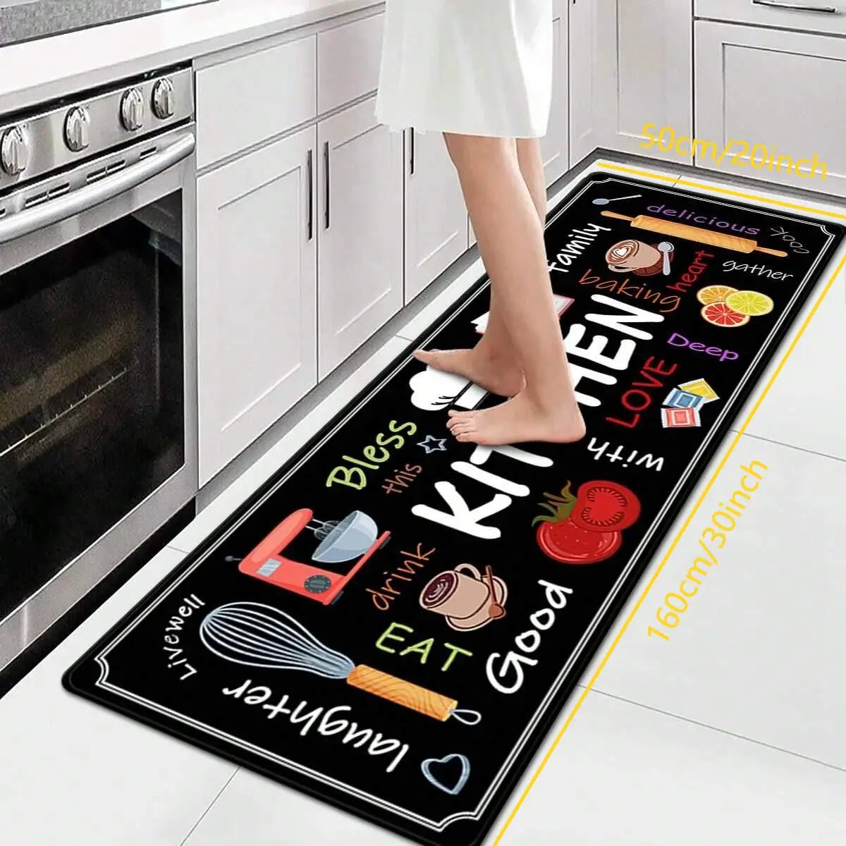 VIKAMA 1/2 pcs Kitchen Printed Floor Mat, Durable and Wear-Resistant, Home Kitchen Floor Mat, Laundry Room Carpet, Home Decor