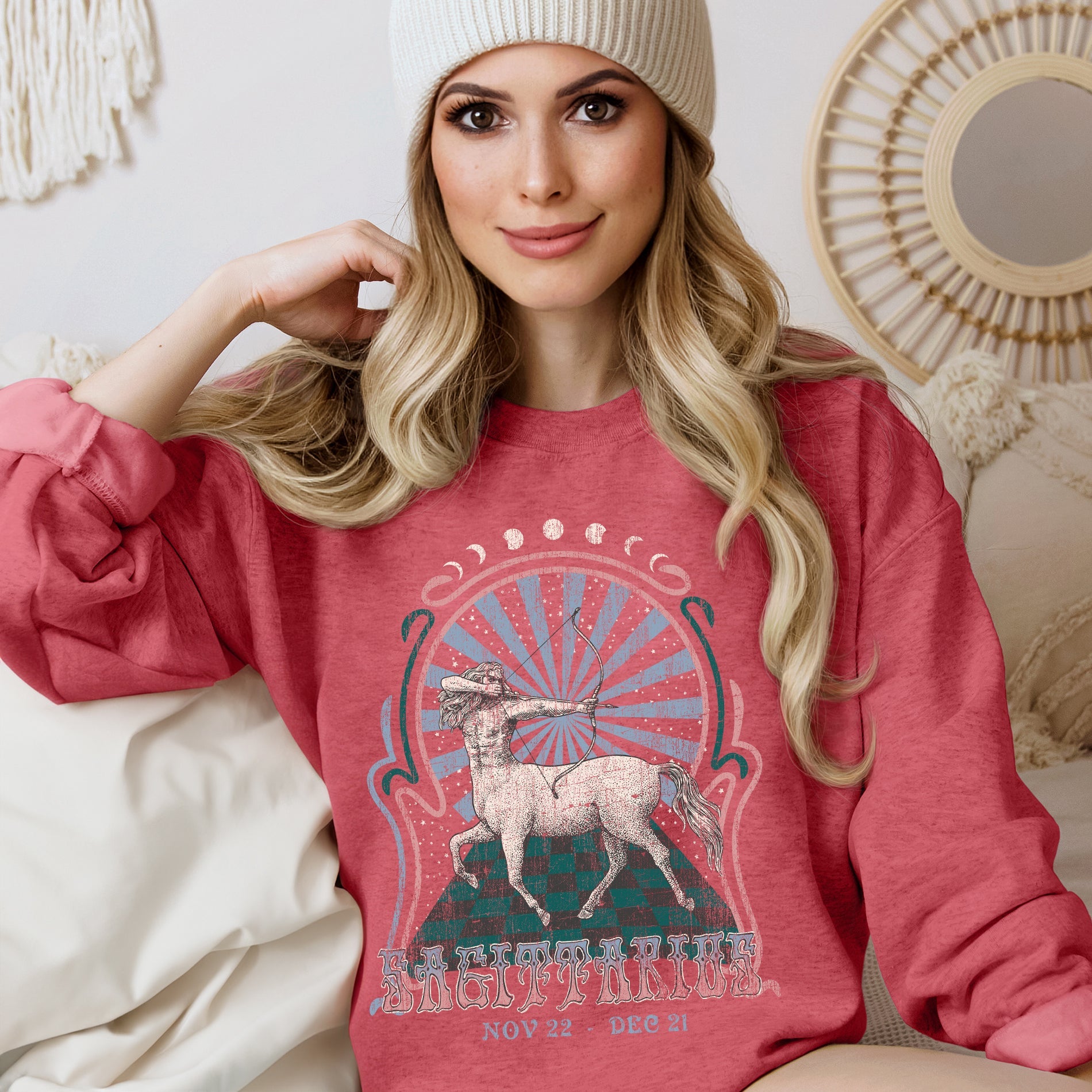 Sagittarius Zodiac Astrology Horoscope Celestial Sign Cosmic Graphic Symbols Sweatshirt
