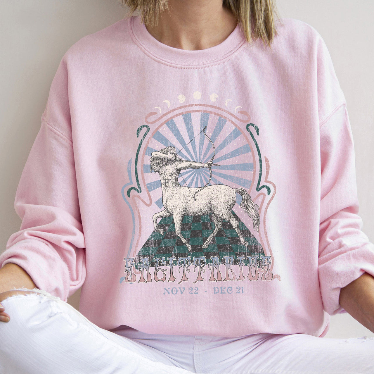 Sagittarius Zodiac Astrology Horoscope Celestial Sign Cosmic Graphic Symbols Sweatshirt