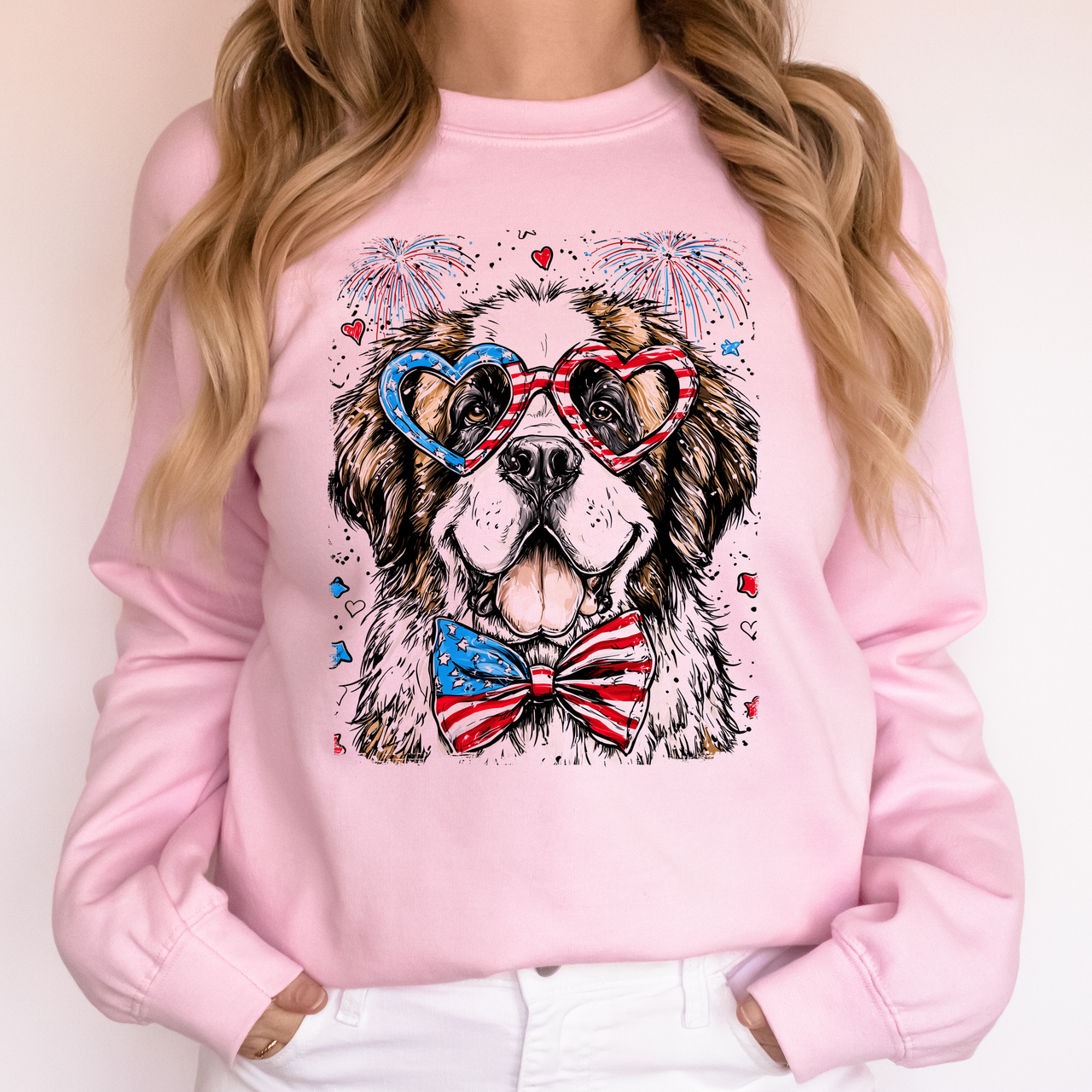 Saint Bernard Patriotic Dog USA Flag 4th Of July Celebration For Pet Lovers Sweatshirt