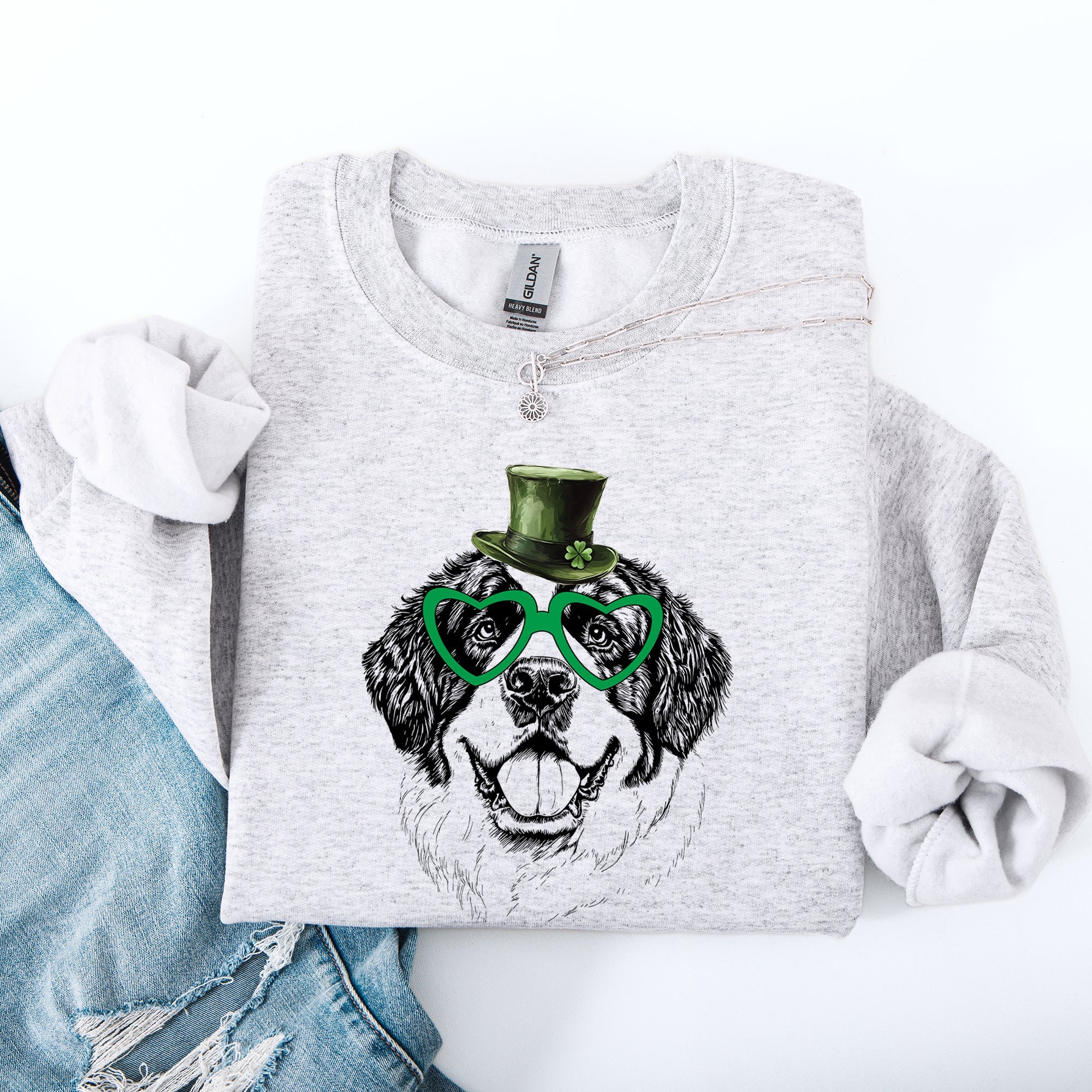 Saint Bernard Adorable Dog St Patrick's Day Lucky Irish Celebration Cozy Sweatshirt