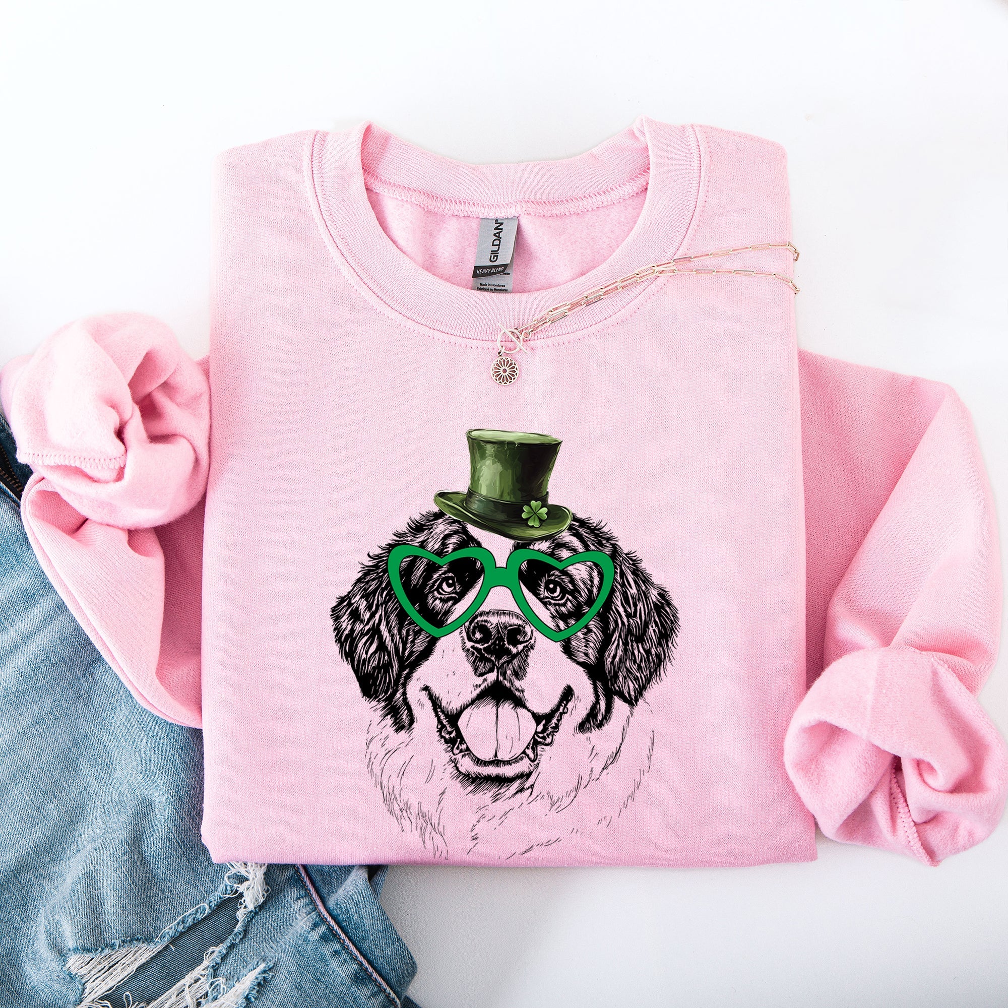 Saint Bernard Adorable Dog St Patrick's Day Lucky Irish Celebration Cozy Sweatshirt