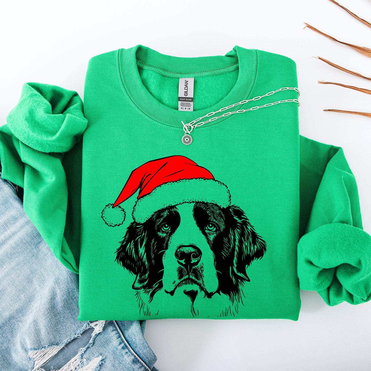 Saint Bernard Santa Christmas Paws Dog Lover Holiday Spirit Cozy Seasonal Sweatshirt