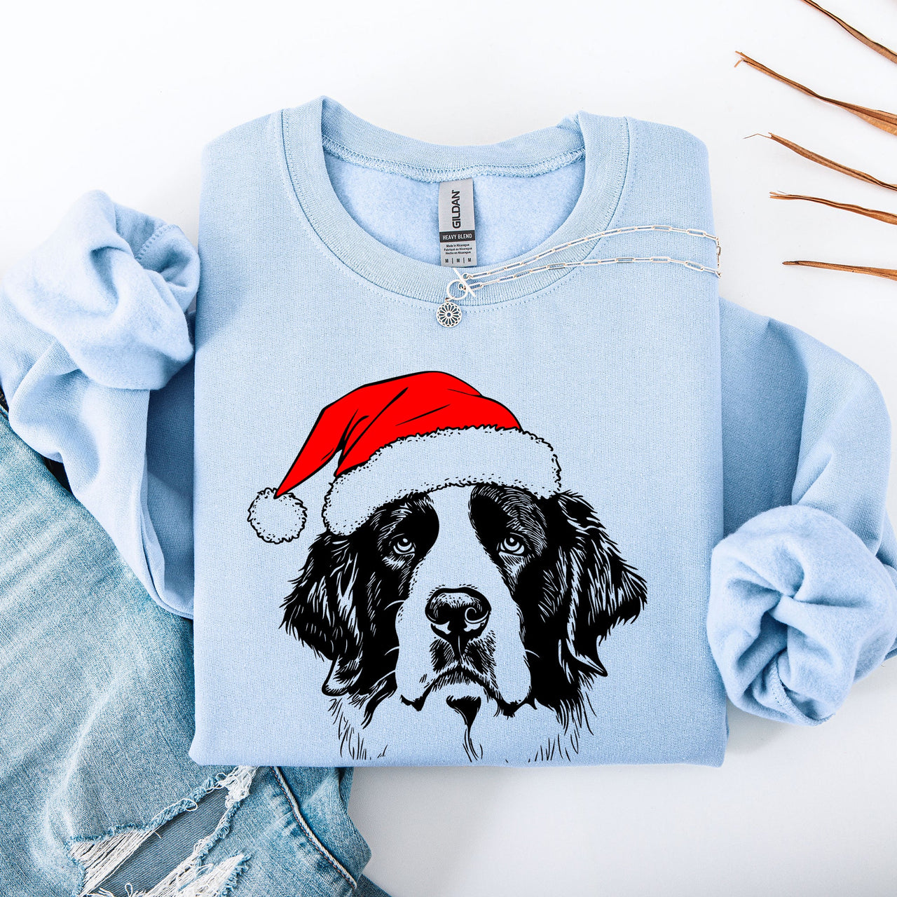 Saint Bernard Santa Christmas Paws Dog Lover Holiday Spirit Cozy Seasonal Sweatshirt